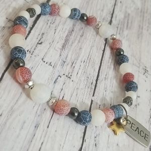Anklet! Red, white and blue beaded stretch anklet